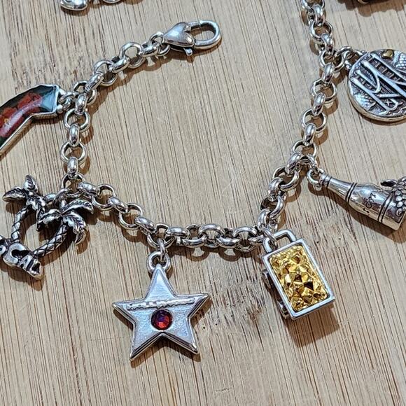 Brighton California state palm trees gold wine charm bracelet - Picture 4 of 7